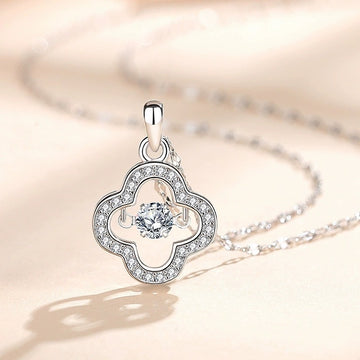 Clover necklace made of genuine 925 silver with zircons - silver color
