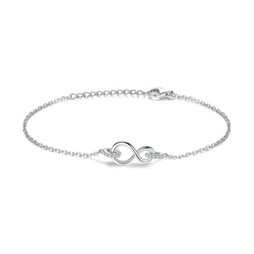 Genuine 925 silver bracelet with infinity pendant set with zircons