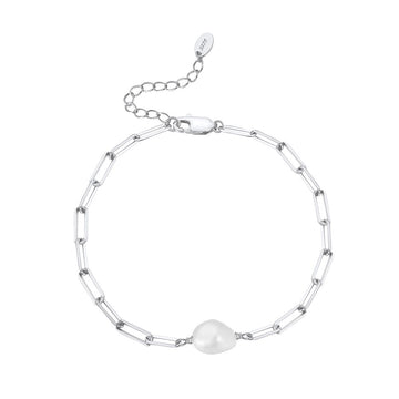 Genuine 925 silver bracelet with pearl inlay