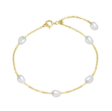 Genuine silver bracelet with pearls - gold plating