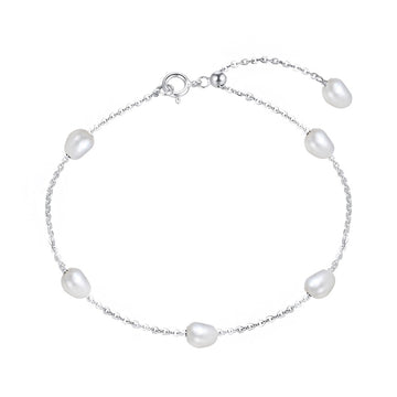Real silver bracelet with pearls