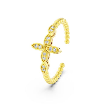 925 sterling silver ring with zirconia stones and gold plating