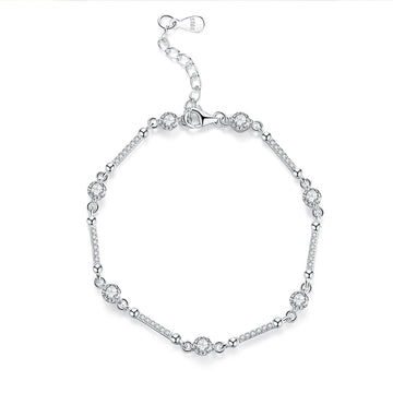Genuine 925 silver bracelet studded with sparkling zircon stones