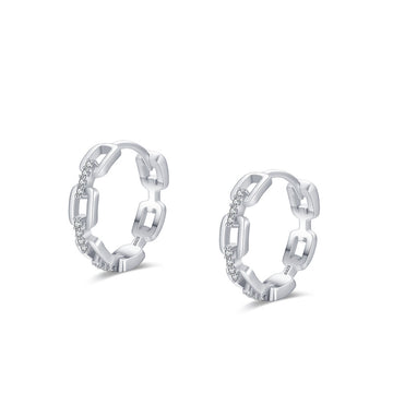 925 sterling silver link earrings with zircons