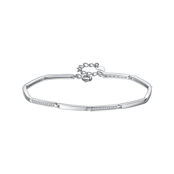 Genuine 925 silver bracelet studded with sparkling zircon stones