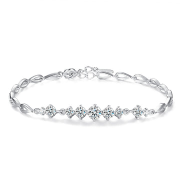Genuine 925 silver bracelet studded with sparkling zircon stones