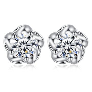 925 sterling silver earrings with a refined and impressive flower-shaped design