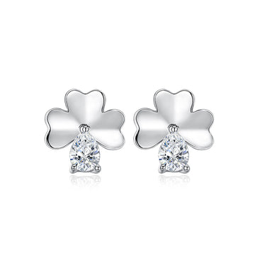 925 sterling silver flower-shaped stud earrings with zircons