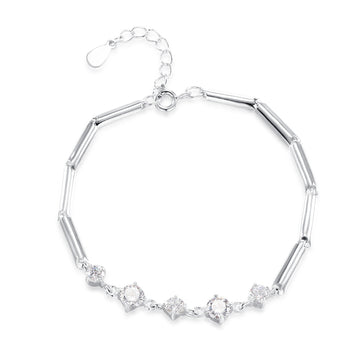 Genuine 925 silver bracelet studded with sparkling zircon stones
