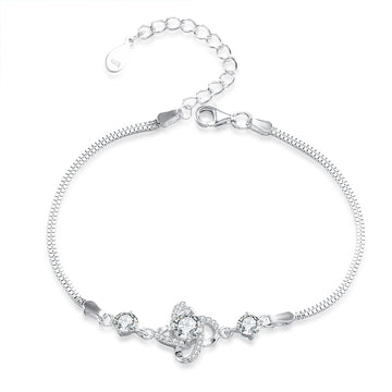 Clover bracelet made of 925 sterling silver with zircons