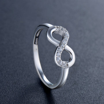 925 sterling silver ring in the shape of an infinity