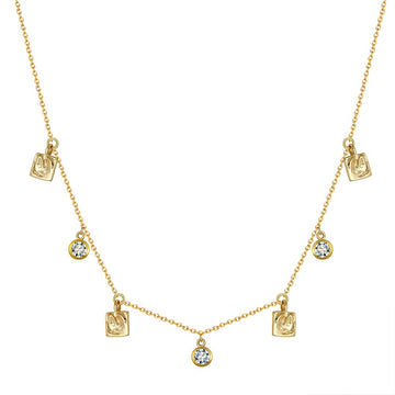 Classic necklace made of 925 sterling silver with zircons - gold plated