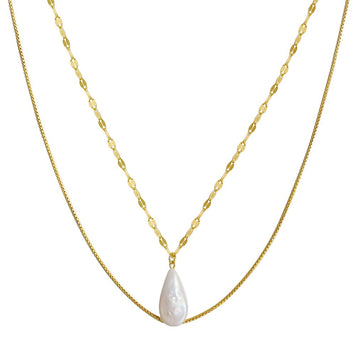 925 sterling silver necklace with gold plating and pearl combination