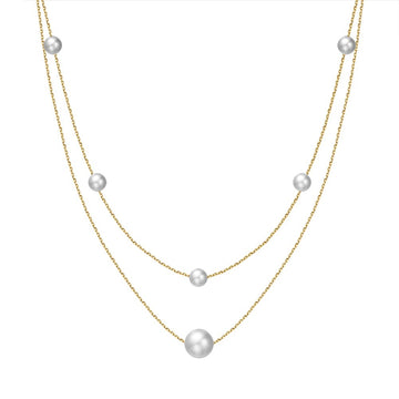 925 sterling silver necklace with gold plating - pearl combination