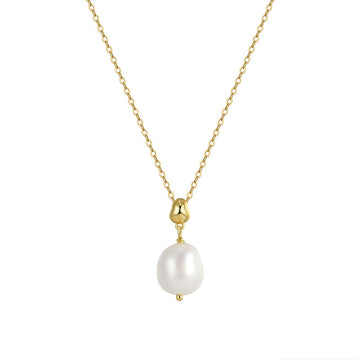 925 Sterling Silver Necklace with Gold Plated - Pearl Combination