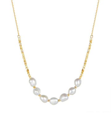 925 sterling silver necklace with gold plating - pearl combination