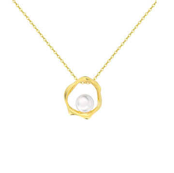 925 Sterling Silver Necklace with Gold Plated - Pearl Combination