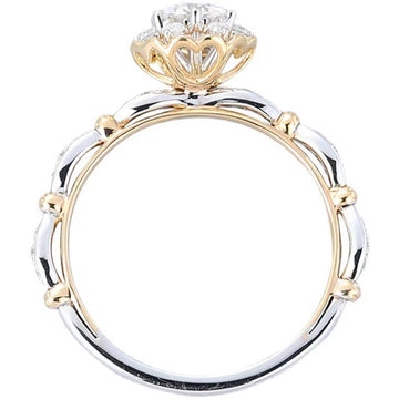 Genuine 925 silver and gold plated ring - combined with moissanite stone - silver and gold color