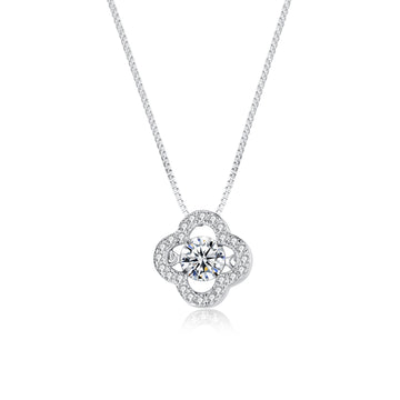 925 sterling silver clover necklace with zircons