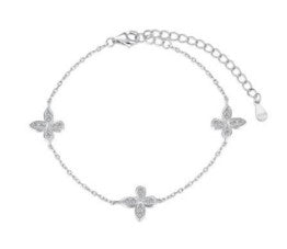 Clover bracelet made of 925 sterling silver with zircons