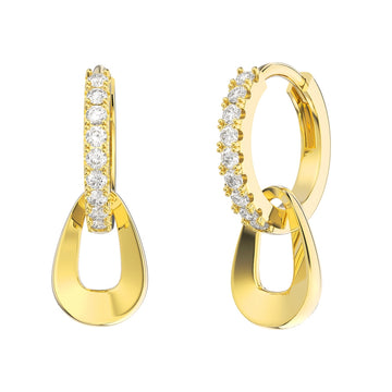 925 Sterling Silver Earrings with Zircons - Gold Plated