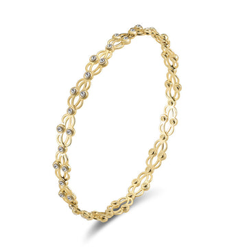 Bracelet / ring made of genuine 925 silver, gold plated and studded with zircons