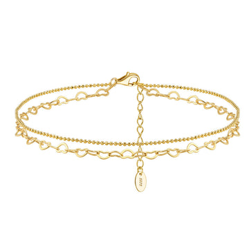 Delicate double anklet made of 925 sterling silver with gold plating