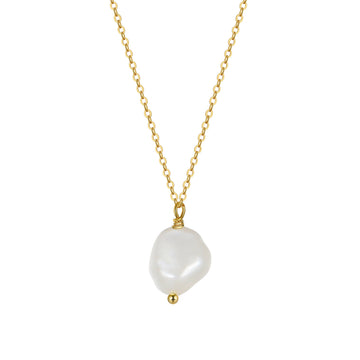 925 Sterling Silver Necklace with Gold Plated - Pearl Combination