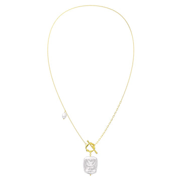 925 sterling silver necklace with gold plating - pearl combination