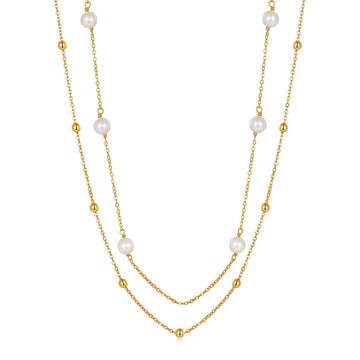 925 sterling silver necklace with gold plating - pearl combination
