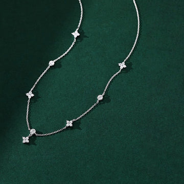 925 sterling silver clover necklace with zircons