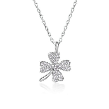 925 sterling silver clover necklace with zircons