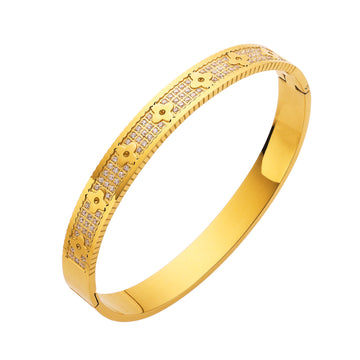צמיד בציפוי זהב 18 קראט Glam Blossom Bangle