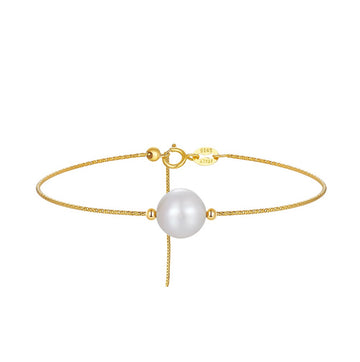 Genuine 925 silver bracelet with pearl inlay - gold plating