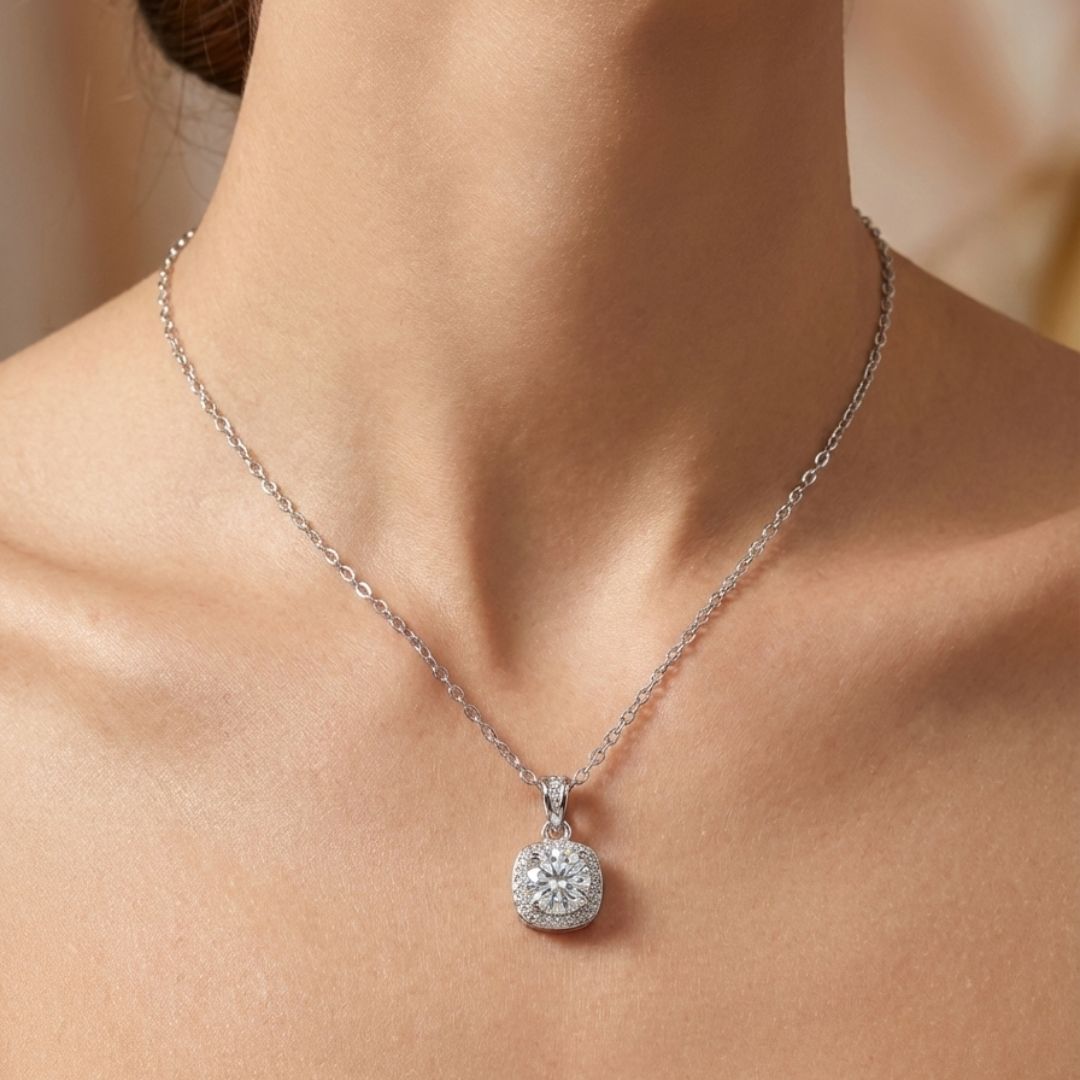 Royal Crown Halo Necklace – Sterling Silver