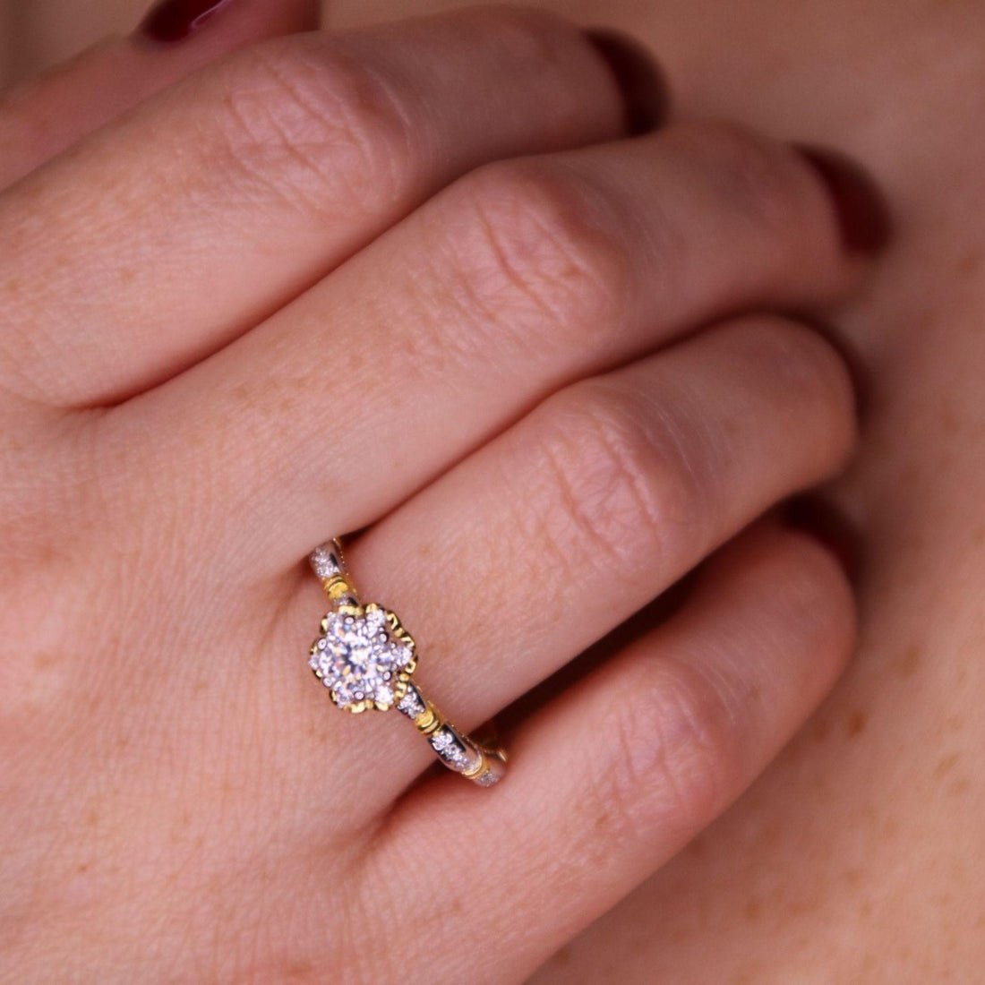 0.5 carat moissanite halo engagement ring