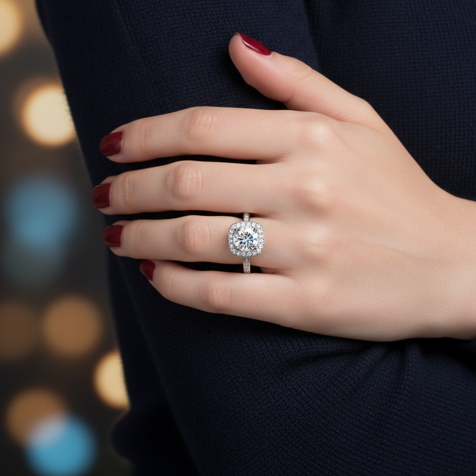 The Crown Moissanite Ring – Sterling Silver