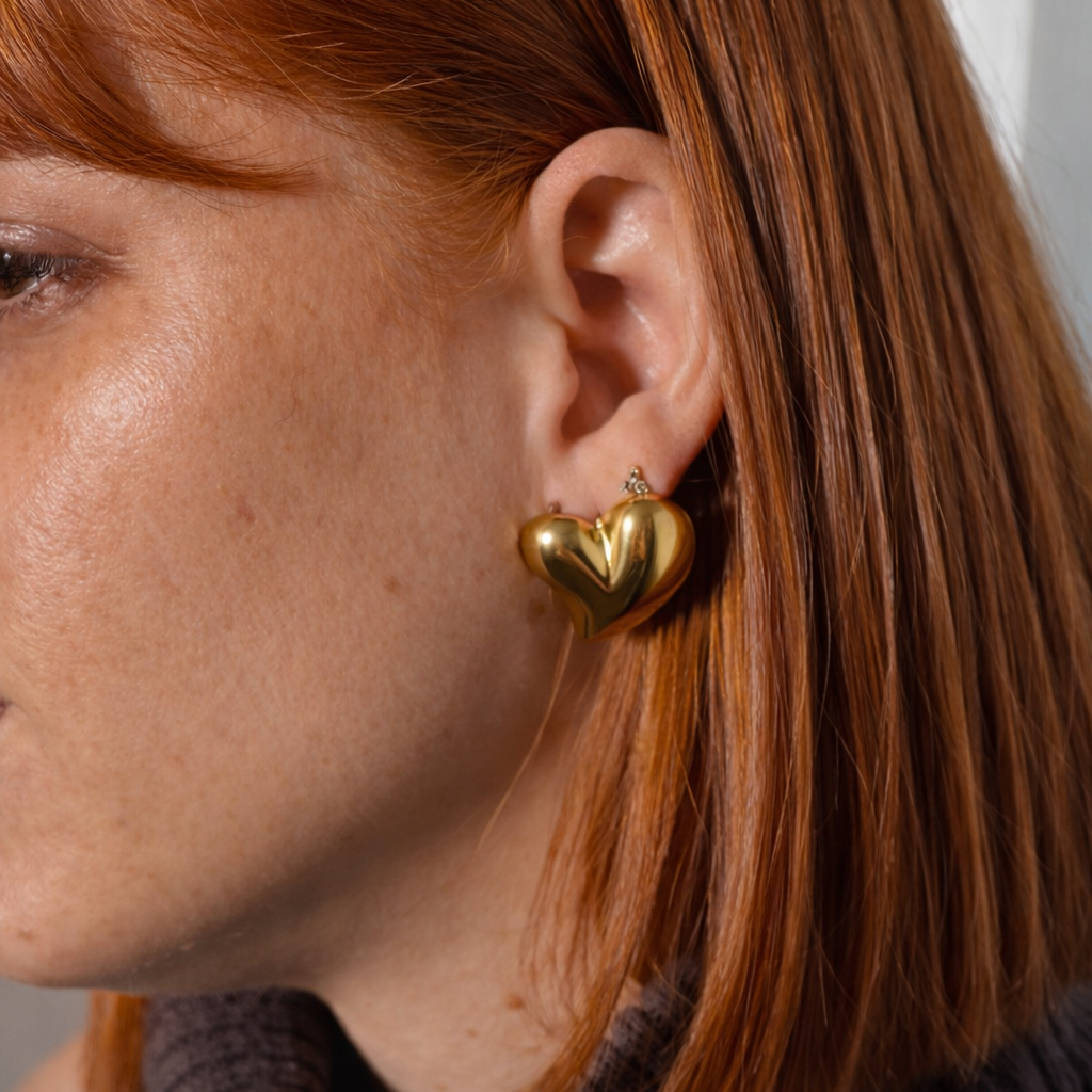 סט עגילי לב – סטיינלס סטיל בציפוי זהב 18 קראט (2 זוגות)