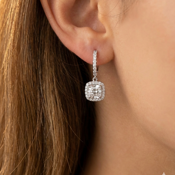 Royal Crown Halo Moissanite Earrings – 925 Sterling Silver
