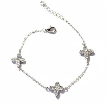 Clover bracelet made of 925 sterling silver with zircons