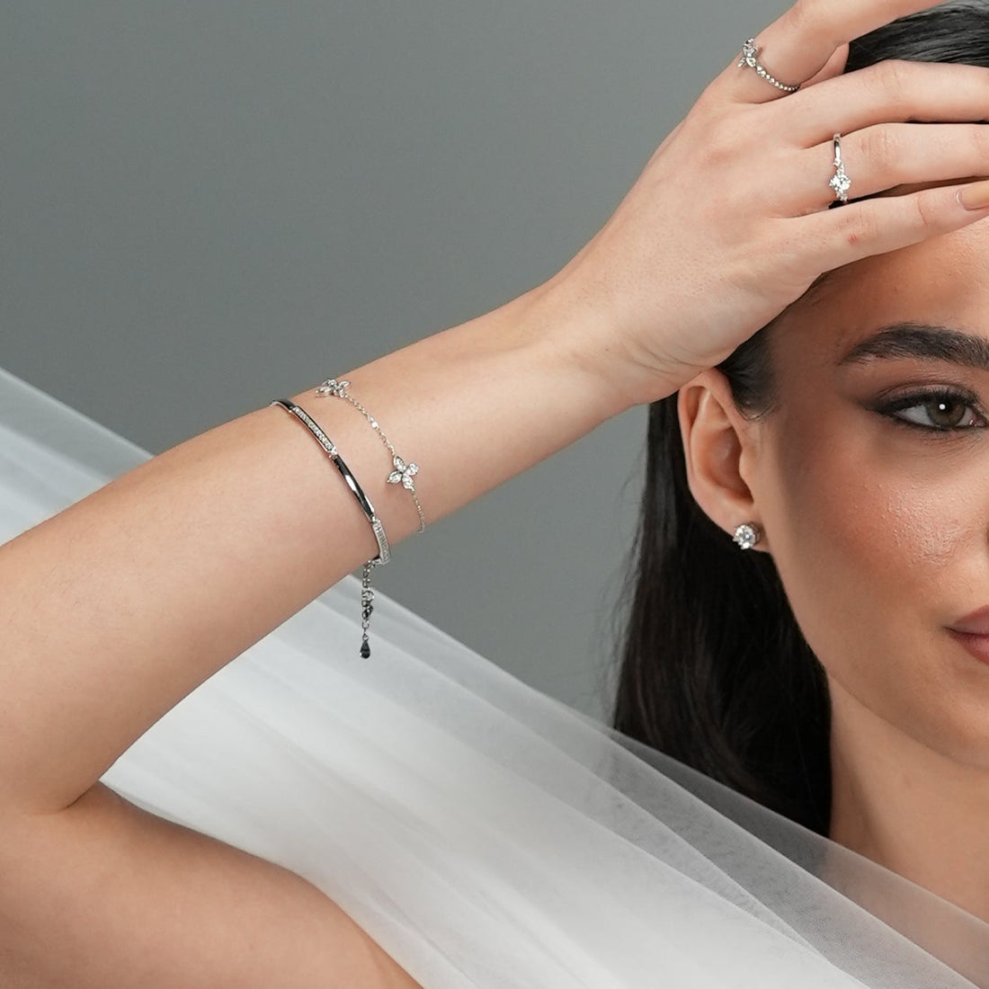 צמיד תלתן מכסף אמיתי 925 משובצת זירקונים