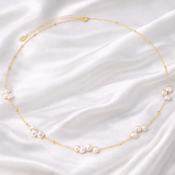 Floating Pearl Necklace – 14K Gold Plated 925 Sterling Silver