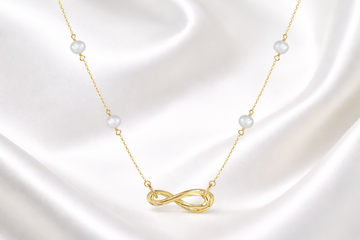 Infinity Pearl Necklace - 925 Silver Gold Plated