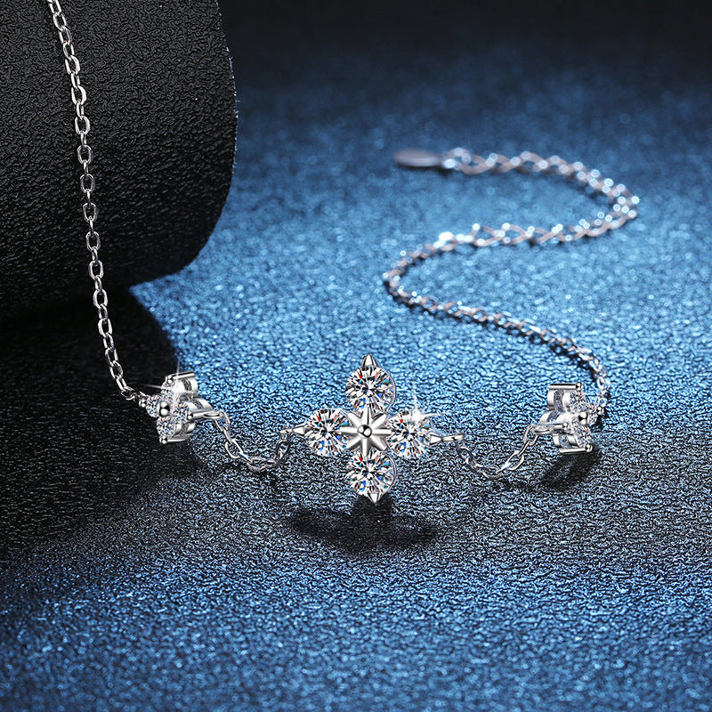 צמיד כסף אמיתי 925 בשילוב אבני מויסאנייט