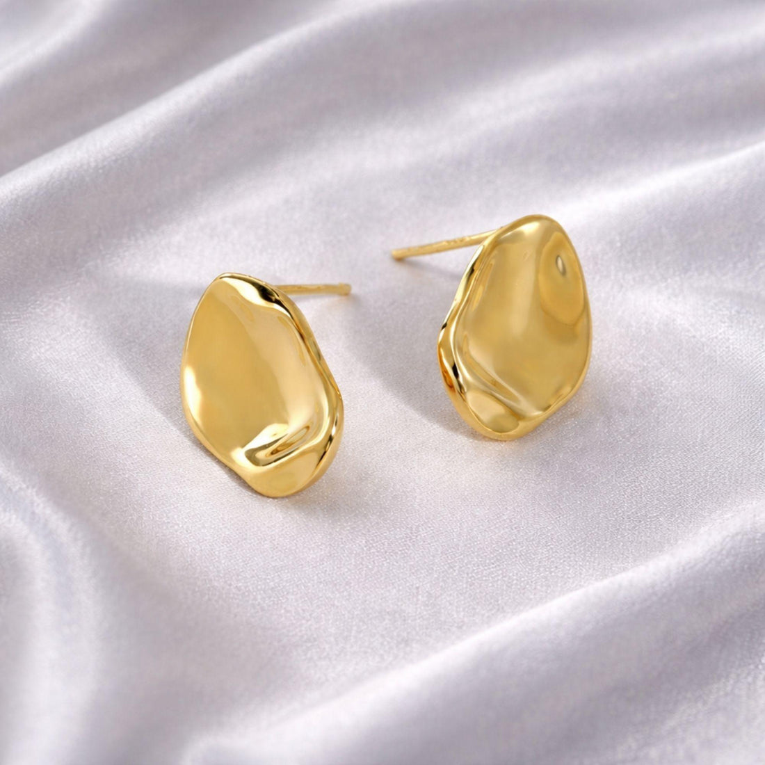 Gold stud earrings 14k gold plated 925 sterling silver