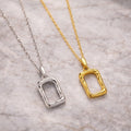 Minimalist silver open frame pendant necklace