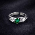 Minimalist silver ring green pear cut stone