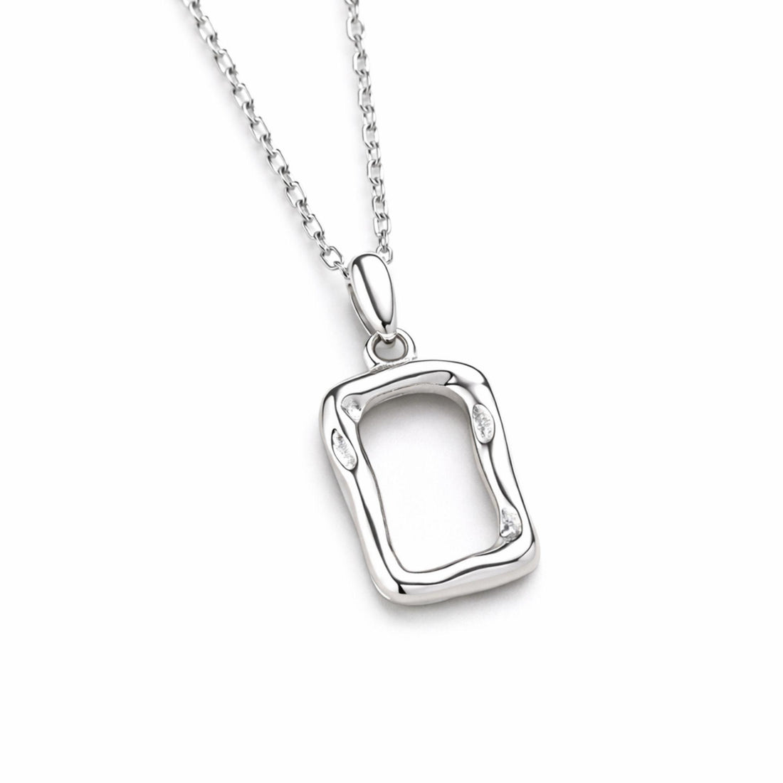 Silver rectangle pendant necklace 925 sterling silver
