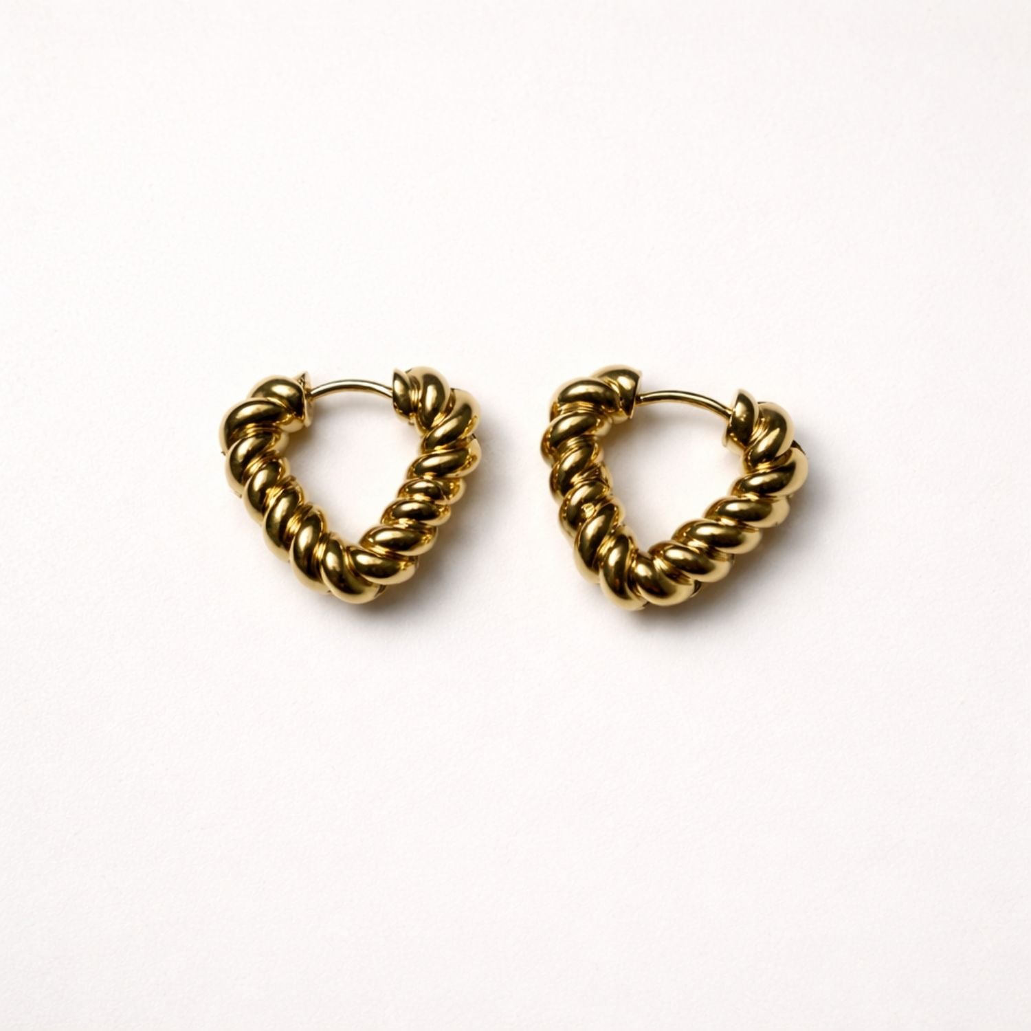 Waterproof twisted hoop earrings and heart stud set