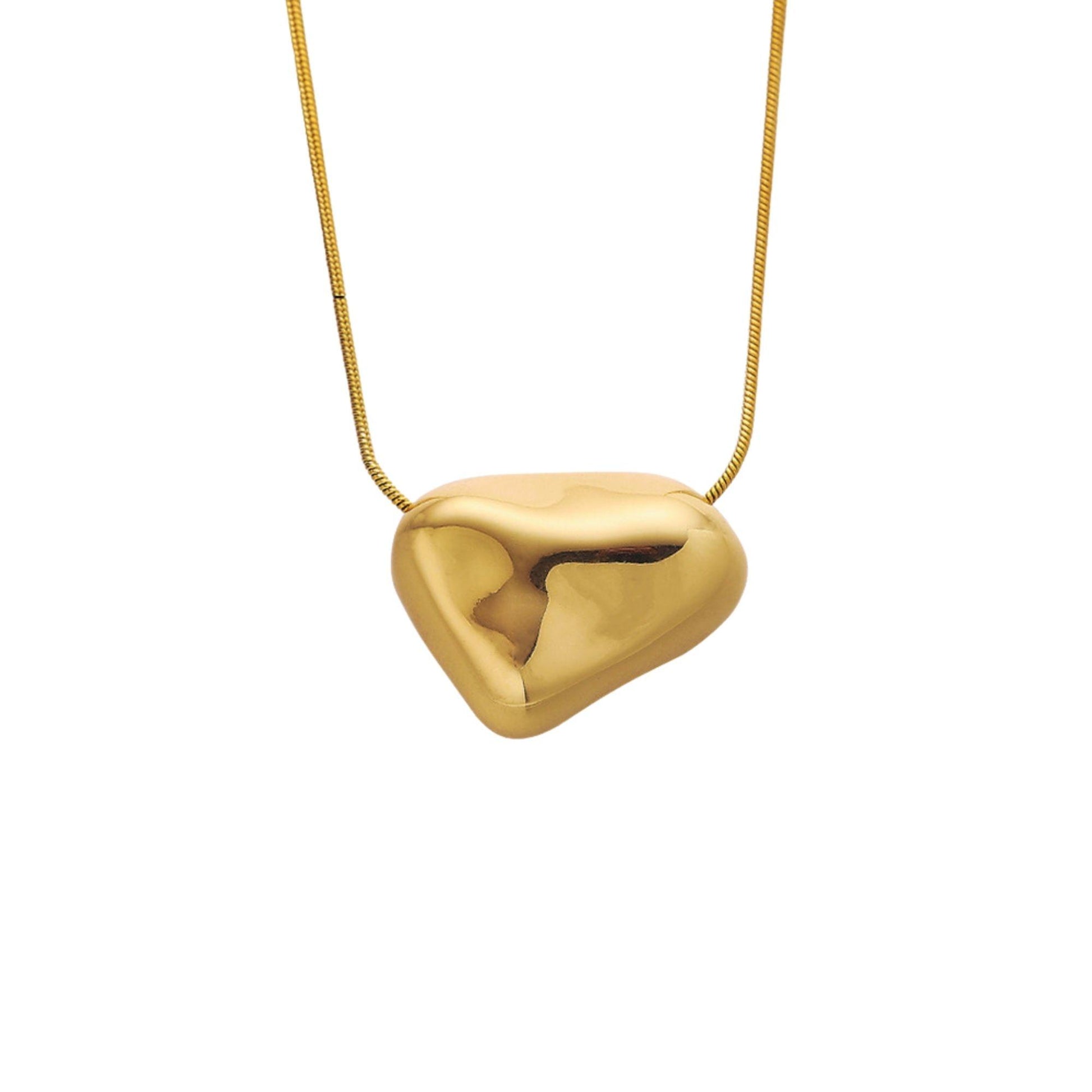 organic geometric pendant necklace in gold stainless steel